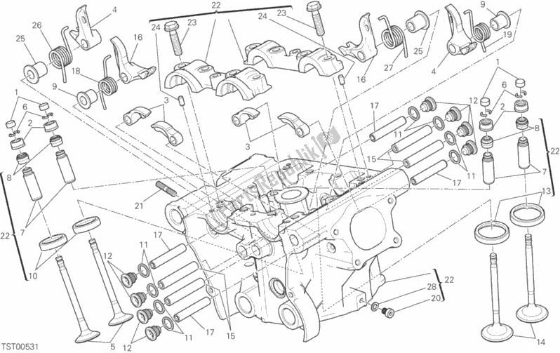 All parts for the Vertical Head of the Ducati Monster 821 Stripes 2016
